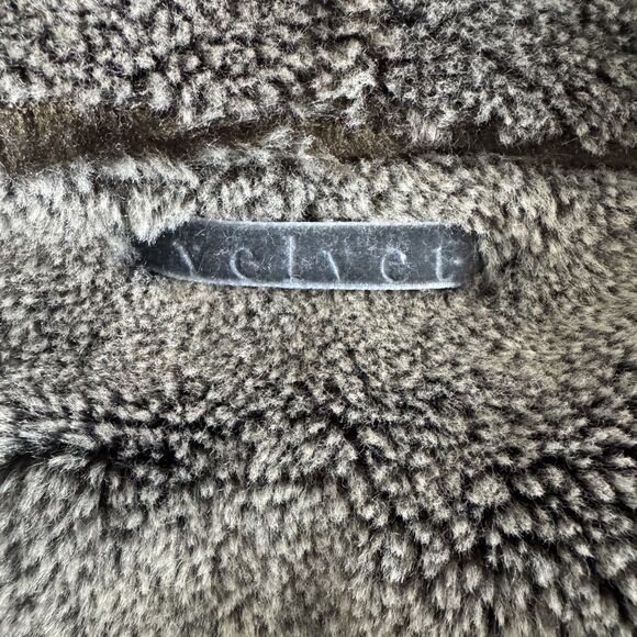 Velvet faux fur and suede open front vest brown size large - Picture 3 of 5